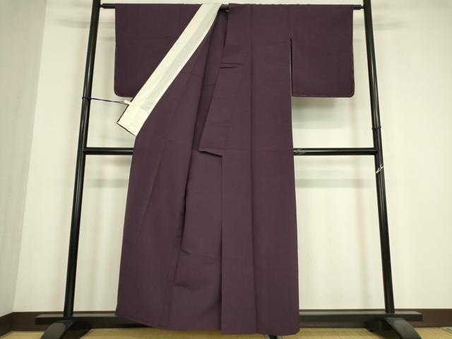 平和屋着物▽上質な色無地　単衣　滅紫色　正絹　逸品　未使用　DABE4829az
