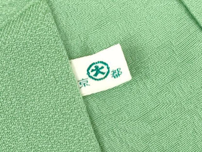平和屋着物▽上質な色無地　単衣　切嵌め花地紋　薄青色　大丸扱い　正絹　逸品　DABE4830az
