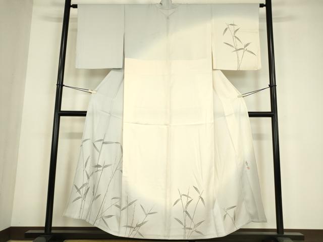 平和屋着物▽訪問着　単衣　作家物　草葉文　手描き　やまと誂製　正絹　逸品　DABE4834az