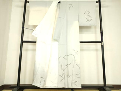 平和屋着物▽訪問着　単衣　作家物　草葉文　手描き　やまと誂製　正絹　逸品　DABE4834az