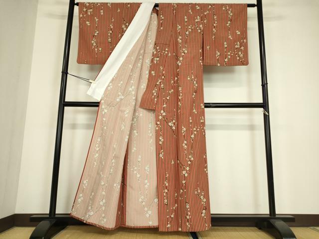平和屋着物▽小紋　単衣　枝梅文　洗える着物　DABE4839az