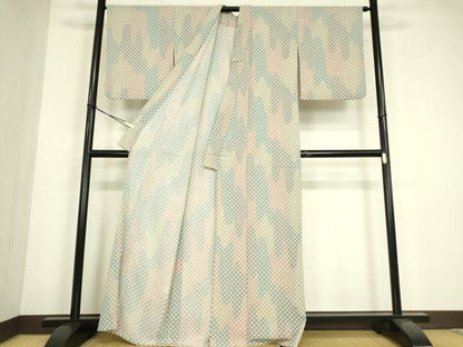平和屋着物▽小紋　単衣　小花　洗える着物　DABE4840az