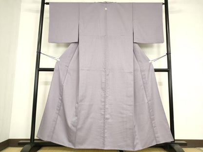 平和屋着物▽東京友禅　熊谷好博子　色無地　単衣　藤紫色　さんび謹製　洗える着物　DABE4841az