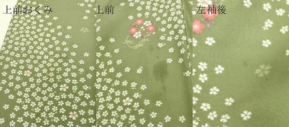 平和屋着物▽小紋　単衣　舞花文　洗える着物　DABE4844az