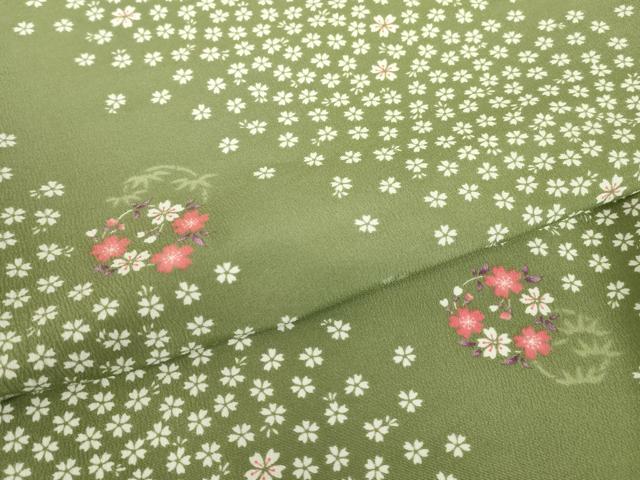 平和屋着物▽小紋　単衣　舞花文　洗える着物　DABE4844az