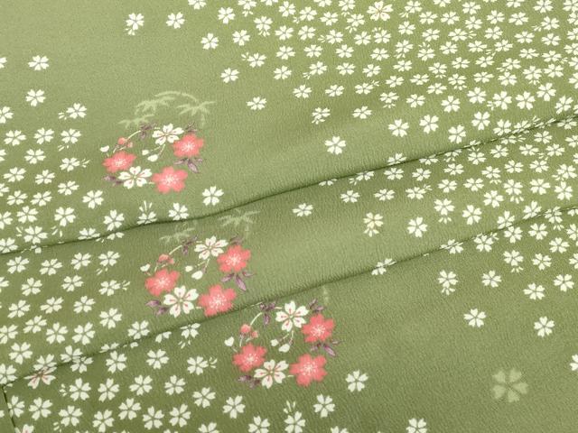 平和屋着物▽小紋　単衣　舞花文　洗える着物　DABE4844az