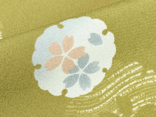 平和屋着物▽小紋　単衣　雪輪桜文　洗える着物　DABE4848az