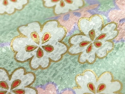 平和屋着物▽訪問着　単衣　舞桜文　暈し染め　金彩　洗える着物　DABE4849az