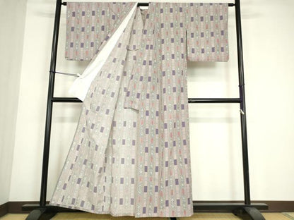 平和屋着物▽小紋　単衣　花間道　洗える着物　DABE4854az