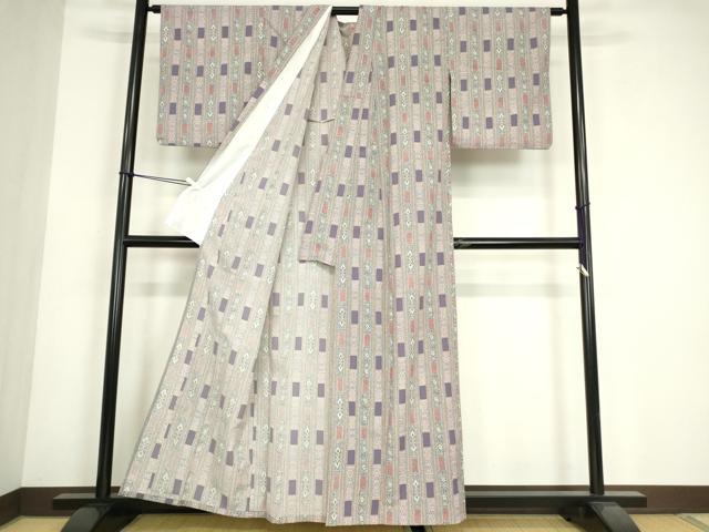 平和屋着物▽小紋　単衣　花間道　洗える着物　DABE4854az