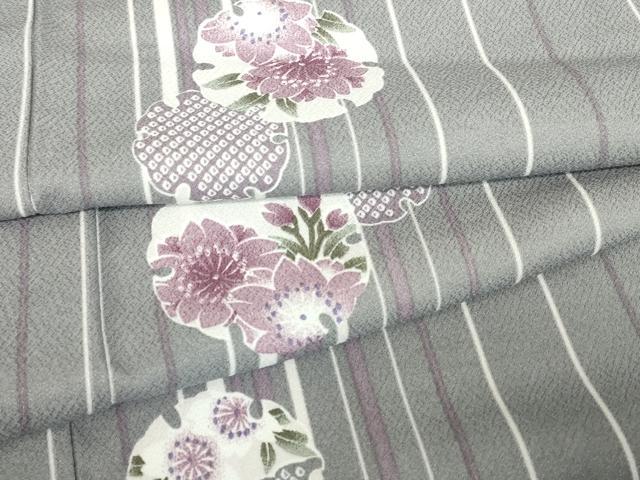 平和屋着物▽小紋　単衣　雪輪花文　洗える着物　DABE4856az