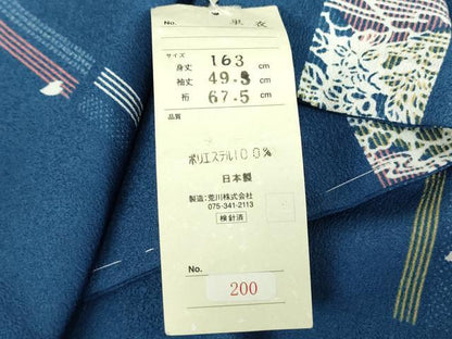 平和屋着物▽小紋　単衣　色紙桜文　洗える着物　未使用　DABE4859az