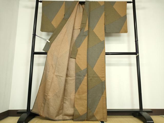 平和屋着物▽小紋　単衣　七宝青海波文　洗える着物　DABE4860az