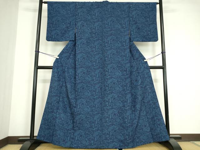 平和屋着物▽小紋　単衣　型染　草花文　洗える着物　DABE4863az
