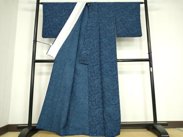 平和屋着物▽小紋　単衣　型染　草花文　洗える着物　DABE4863az