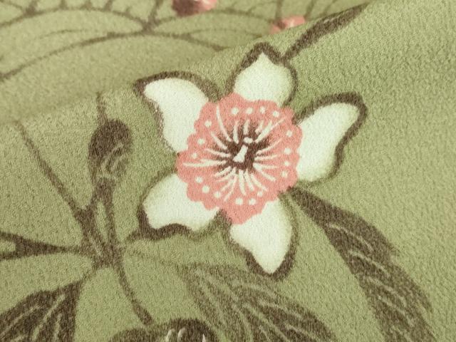 平和屋着物▽小紋　単衣　型染　草花文　洗える着物　DABE4865az