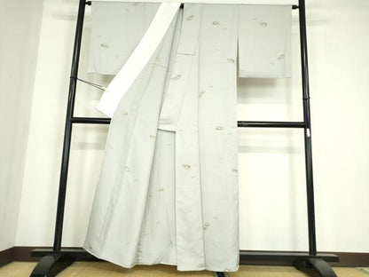 平和屋着物▽小紋　単衣　雪持ち笹文　洗える着物　DABE4866az