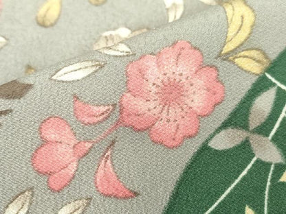 平和屋着物▽小紋　単衣　流水花文　洗える着物　DABE4870az
