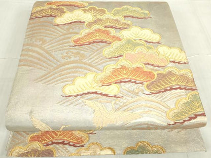 平和屋着物▼六通柄袋帯　数寄屋　錦松好日　金糸　引箔　正絹　逸品　DABE4878az