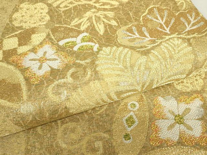 平和屋着物▼六通柄袋帯　七宝若松葉花文　金銀糸　鈴乃屋扱い　正絹　逸品　DABE4883az