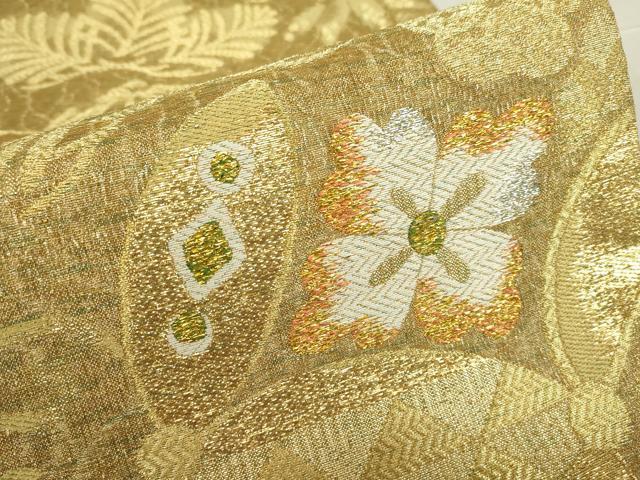 平和屋着物▼六通柄袋帯　七宝若松葉花文　金銀糸　鈴乃屋扱い　正絹　逸品　DABE4883az