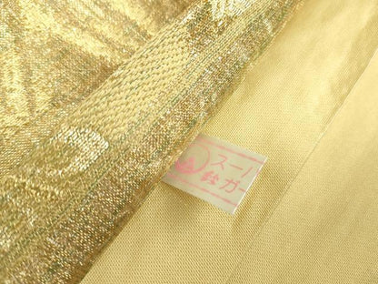 平和屋着物▼六通柄袋帯　七宝若松葉花文　金銀糸　鈴乃屋扱い　正絹　逸品　DABE4883az