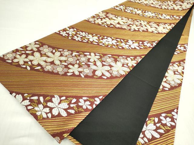 平和屋着物▼六通柄袋帯　舞桜文　金糸　正絹　逸品　DABE4885az