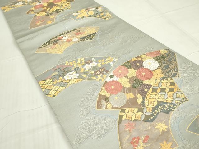 平和屋着物▼六通柄袋帯　地紙散らし紋　平文金　金銀糸　正絹　逸品　DABE4894az