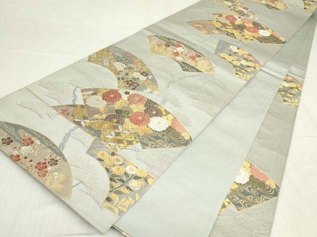 平和屋着物▼六通柄袋帯　地紙散らし紋　平文金　金銀糸　正絹　逸品　DABE4894az