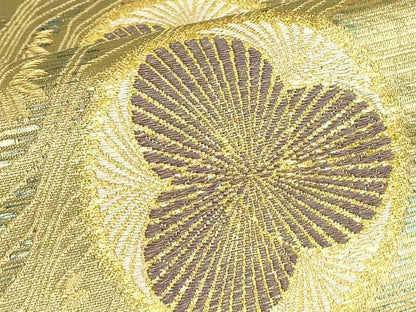 平和屋着物▼六通柄袋帯　舞花文　金糸　正絹　逸品　DABE4897az