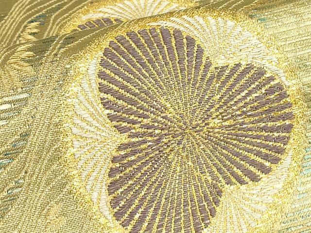 平和屋着物▼六通柄袋帯　舞花文　金糸　正絹　逸品　DABE4897az
