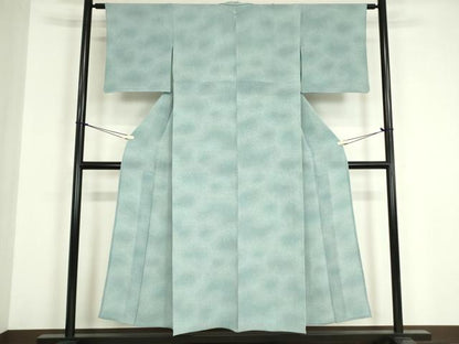 平和屋着物▽上質な小紋　単衣　作家物　霞文　鬼しぼ縮緬　正絹　逸品　DABE4943az