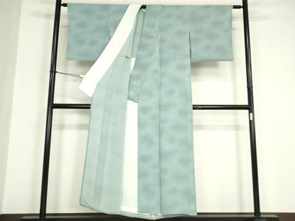 平和屋着物▽上質な小紋　単衣　作家物　霞文　鬼しぼ縮緬　正絹　逸品　DABE4943az