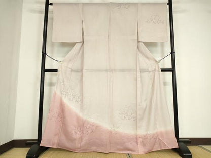 平和屋着物▽訪問着　無双　紗袷　紗×絽　流水草葉文　正絹　逸品　DABE4944az