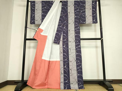 平和屋着物▽小紋　単衣　動物文　洗える着物　DABE4946az