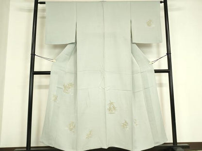 平和屋着物▽訪問着　単衣　笹文　手描き　金彩　正絹　逸品　DABE4952az