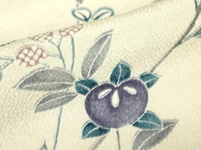 平和屋着物▽上質な小紋　単衣　橘　鬼しぼ縮緬　正絹　逸品　未使用　DABE4955az
