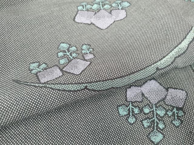 平和屋着物▽小紋　単衣　雪芝に桐　洗える着物　DABE4956az