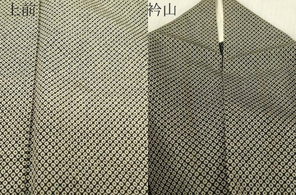 平和屋着物▽小紋　単衣　鹿の子文　黒地　洗える着物　DABE4959az
