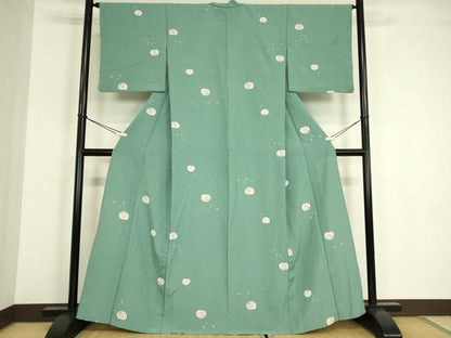 平和屋着物▽小紋　単衣　舞花文　洗える着物　DABE4964az
