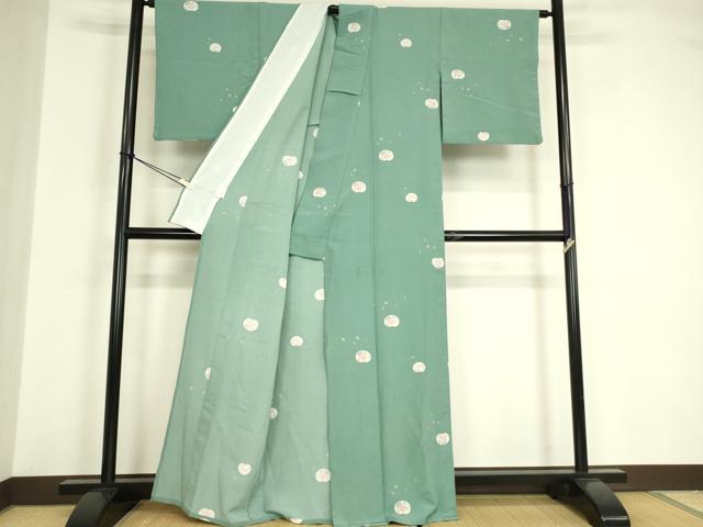 平和屋着物▽小紋　単衣　舞花文　洗える着物　DABE4964az