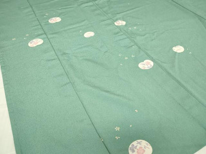 平和屋着物▽小紋　単衣　舞花文　洗える着物　DABE4964az