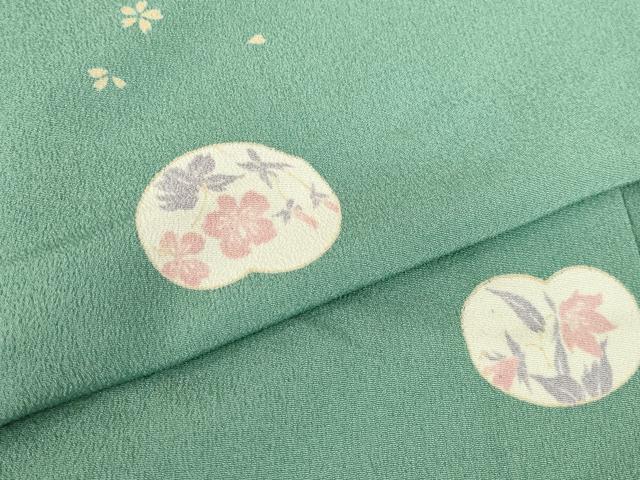 平和屋着物▽小紋　単衣　舞花文　洗える着物　DABE4964az