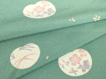 平和屋着物▽小紋　単衣　舞花文　洗える着物　DABE4964az