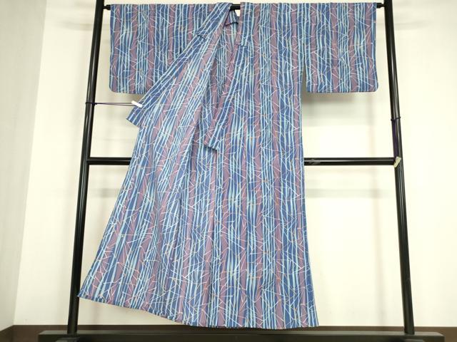 平和屋着物▽小紋　単衣　若松葉文　洗える着物　DABE4967az