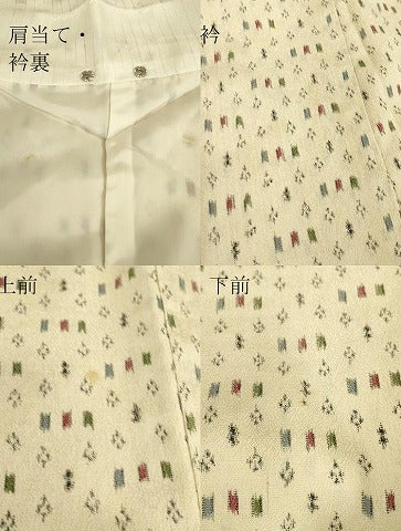 平和屋着物▽上質なお召　単衣　絣文　正絹　逸品　DABE4976az