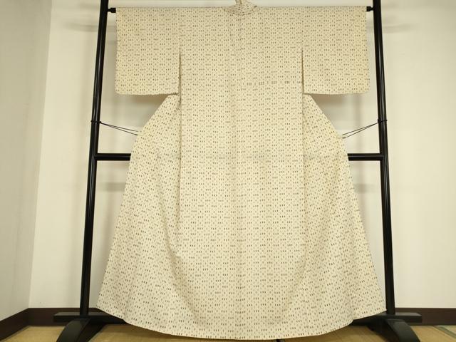 平和屋着物▽上質なお召　単衣　絣文　正絹　逸品　DABE4976az