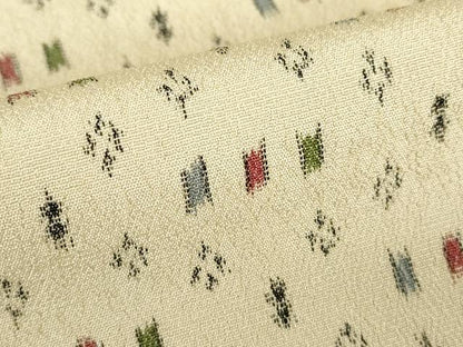 平和屋着物▽上質なお召　単衣　絣文　正絹　逸品　DABE4976az