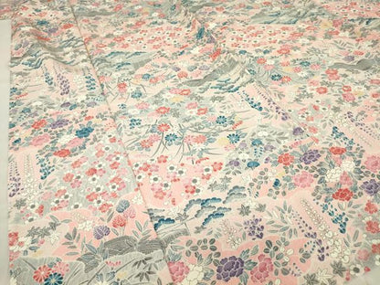 平和屋着物▽上質な小紋　単衣　吉祥花文　正絹　逸品　DABE4980az