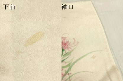 平和屋着物▽訪問着　単衣　草花文　手描き　正絹　逸品　DABE4982az